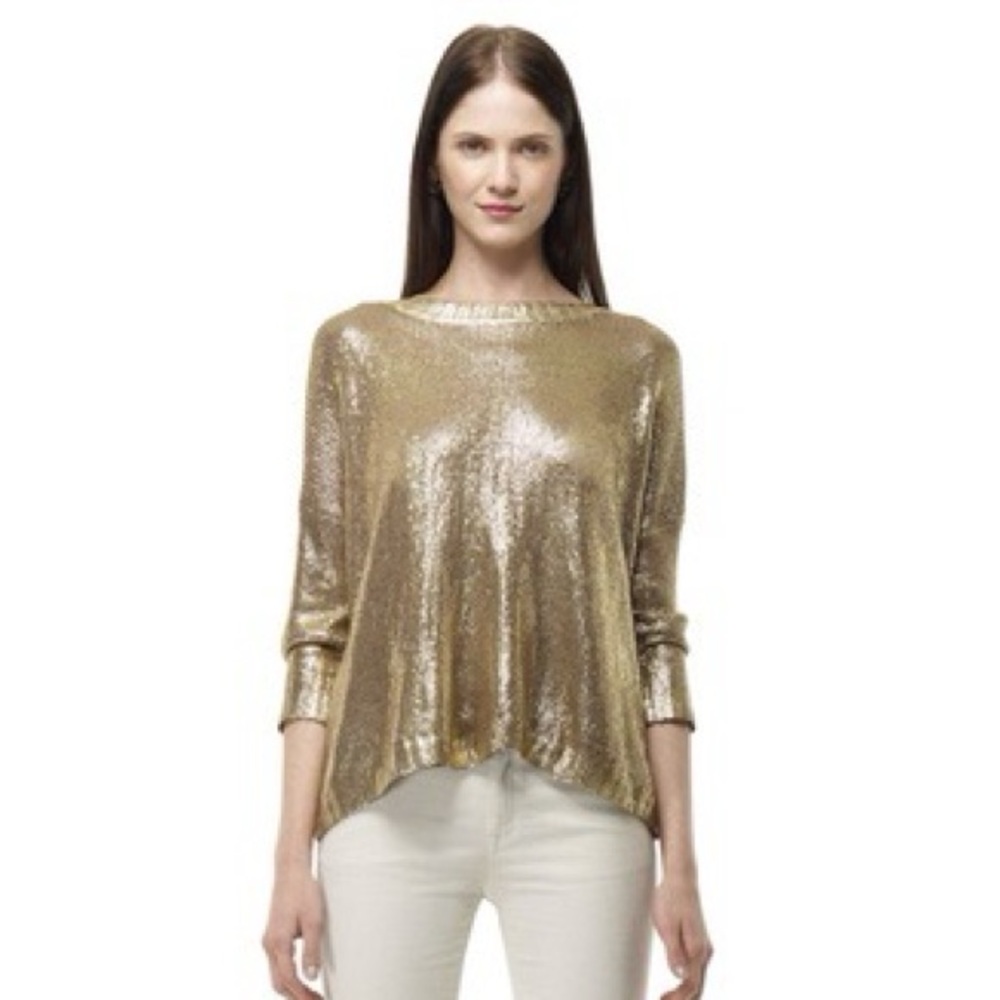 Club Monaco Gold Sequin Boatneck Sweater